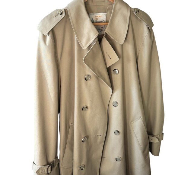 Vintage London Fog Maincoats Classic Beige Trench Coat Size 44R Unisex - Picture 9 of 9